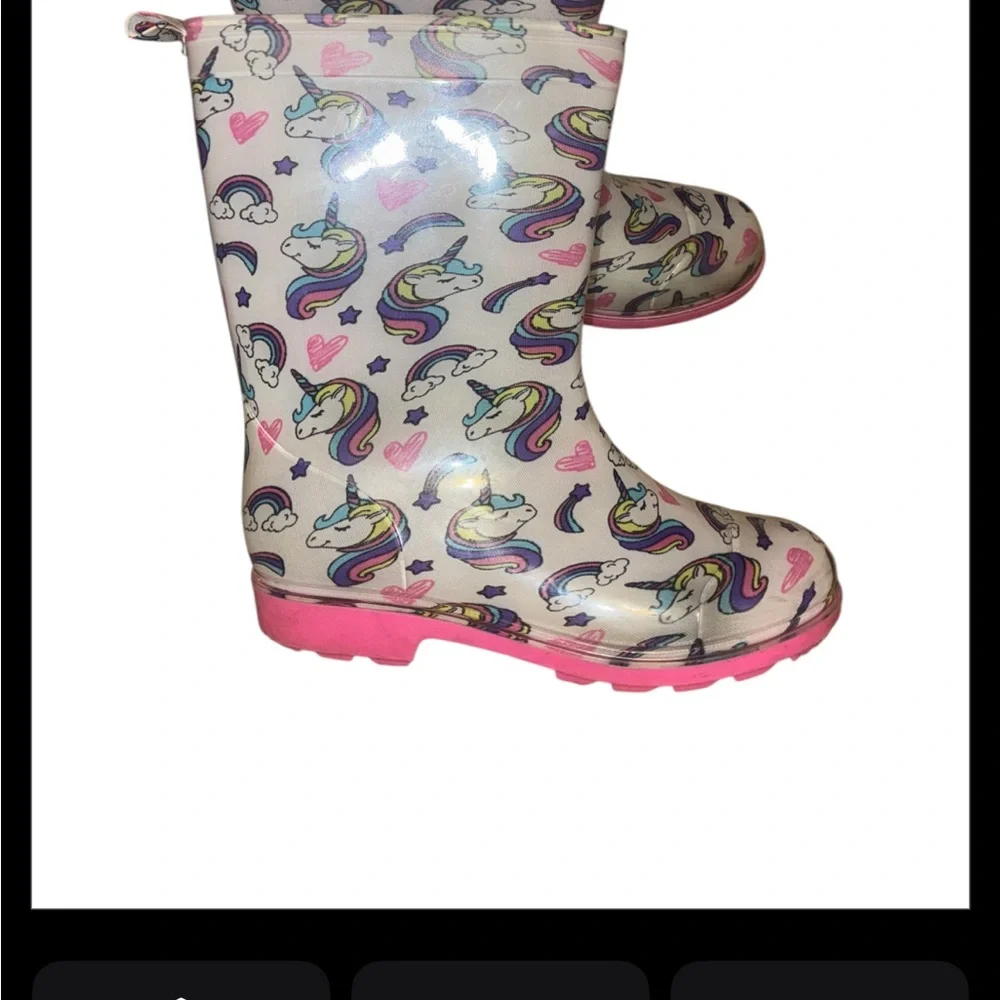 Kids shoes bundle rain boots and High Top converse Unicorn size 3